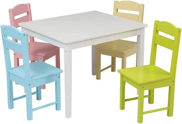 5-Piece Colorful Wooden Table and Chair Set