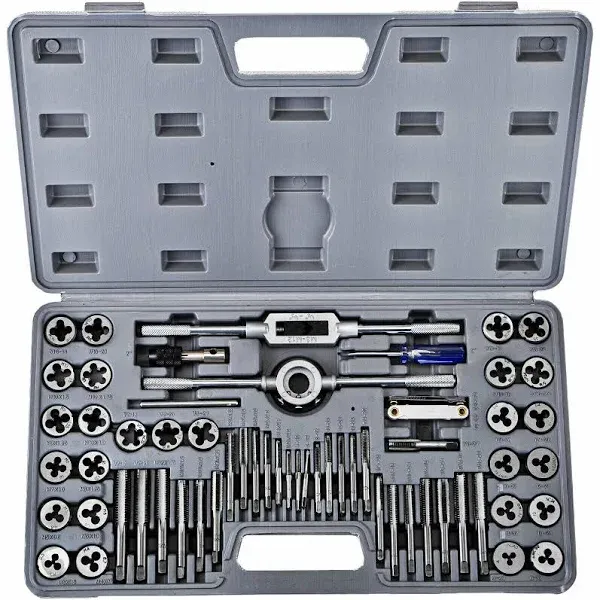 Versatile 60-Piece Tap and Die Set for Multiple Threads - SAE &amp; Metric Included