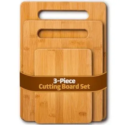 3-Piece Bamboo Cutting Board Set - Wooden cutting board, 3 Assorted Sizes of ...