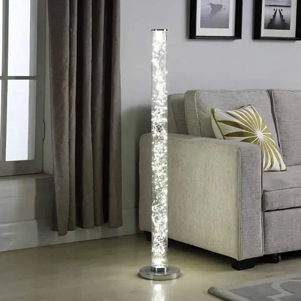 Ore International 49" Exposed Rope LED Minari Clear Column Floor Lamp