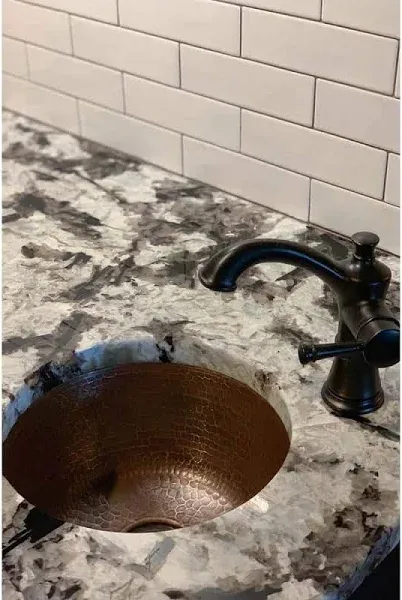 Premier Copper Products 12" Round Hammered Copper Bar Sink