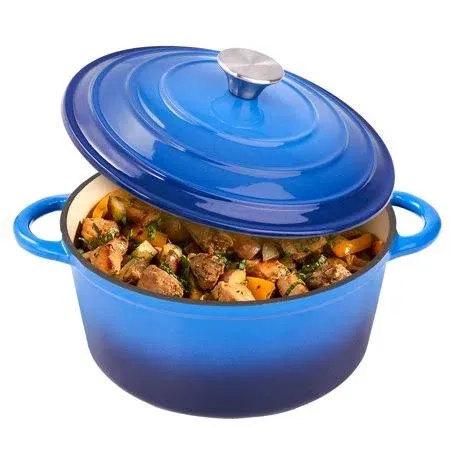 Enameled Cast Iron Dutch Oven Pot with Lid, Dual Handles, Non-Stick Coating for