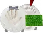 Baby Handprint Footprint Keepsake Ornament Kit (Makes 2) - Bonus Stencil for Personalized Christmas, Newborn, New Mom & Shower Gifts. 2 Easels! Non-Toxic Clay, Air-Dries Light & Soft, Won't Crack.