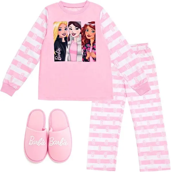 Barbie Girls Pajama Shirt Pants and Slippers