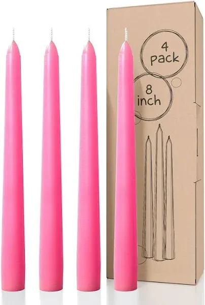 12Pack Taper Candles - 10" Tall, Premium Unscented Dinner Candles, Burning 8 Hours, for Home Decor, Weddings, Holidays, and Parties (Pink)