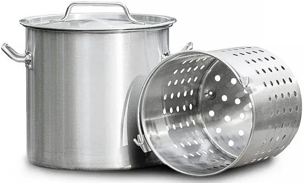 21Qt Stock Pot w/Strainer Basket Stainess Steel Food Grade 304 Commercial