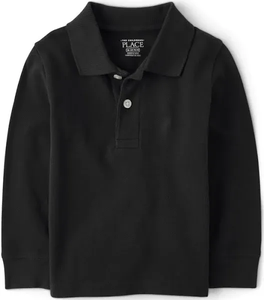 Children’s Place Long Sleeve Black School Uniform Polo Shirt; Size 4T