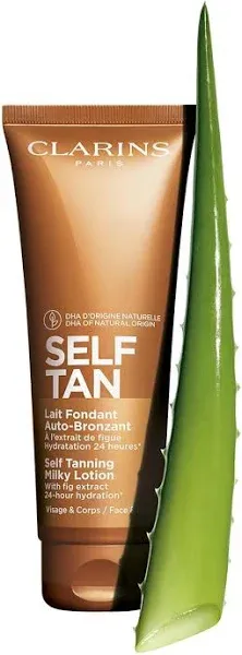 Clarins Self Tanning Milky Lotion | Self Tanner For Face and Body | Natural, Long-Lasting, Streak-Free, Sun-Kissed Glow and 24-Hour Hydration* | Non-Staining | Contains Glycerin | 4.2 Ounces