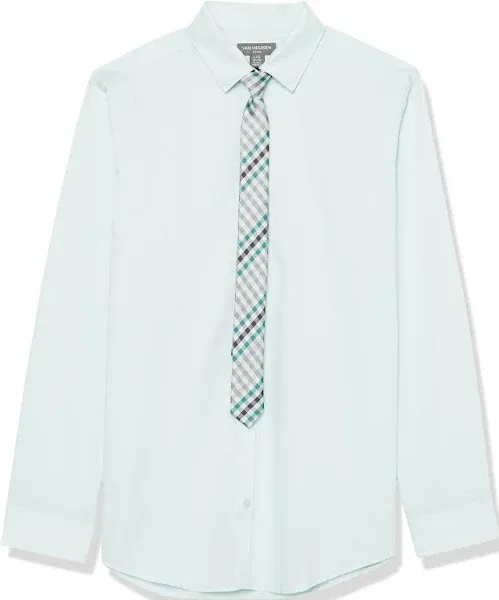 Van Heusen Boys' Long Sleeve Collared Button-Down Dress Shirt And Tie Set