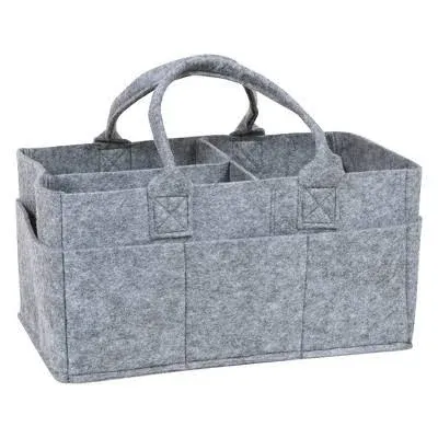 Collapsible Charcoal Gray Felt Storage Caddy with Dividers, 11.5&#034;x6&#034;x8&#034;