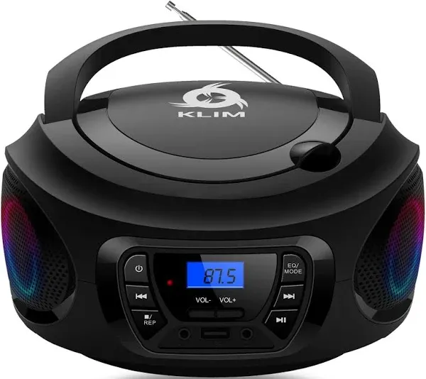 Klim Boombox Portable Audio System - FM Radio, CD Player, Bluetooth, MP3