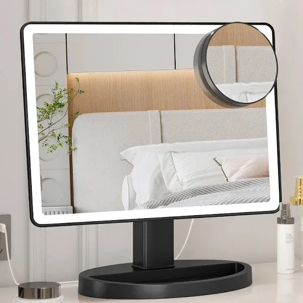 Large Lighted Vanity Makeup Mirror (X-Large Model)- 3 Color Lighting Modes Li...