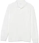 boys Long Sleeve School Uniform Polo Shirt, White, 5T US