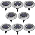 Outdoor Solar-Powered Disk Light, 8 Pack | BLACK+DECKER