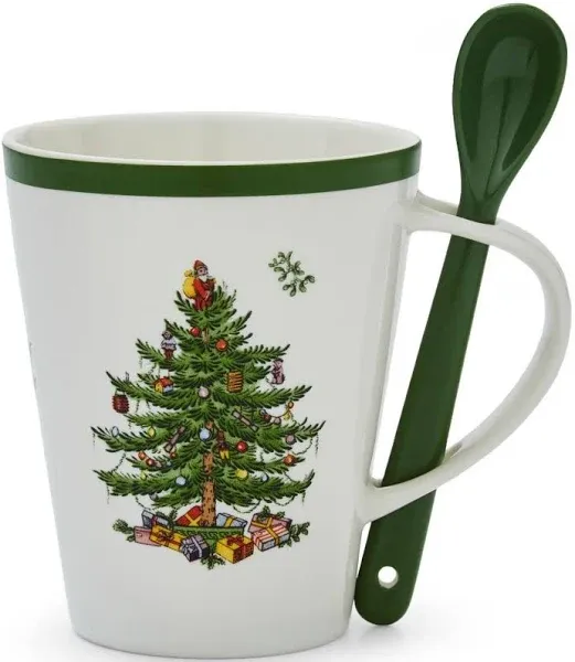 Spode Christmas Tree Mug and Spoon Set