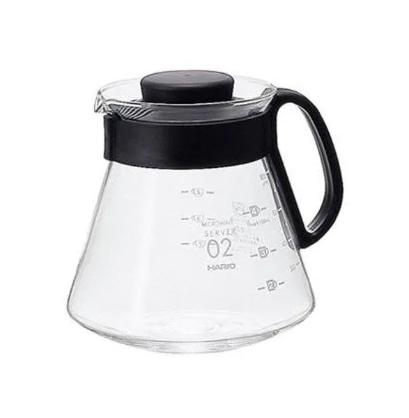 V60 Glass Range Coffee Server Pour over Carafe - Microwave Safe - 800Ml - Black