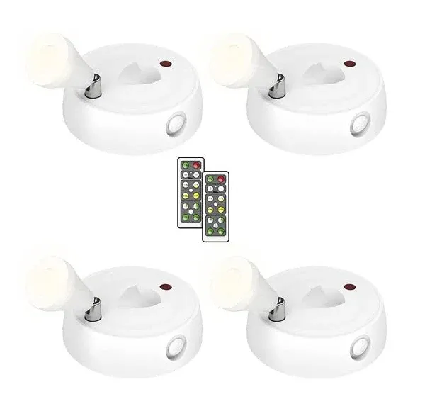 Olafus Spot Lights Indoor 4 Pack, Wireless Spotlight Battery Operated, Dimmable LED Accent Light with Remote, 4000K Neutral White Small Uplights