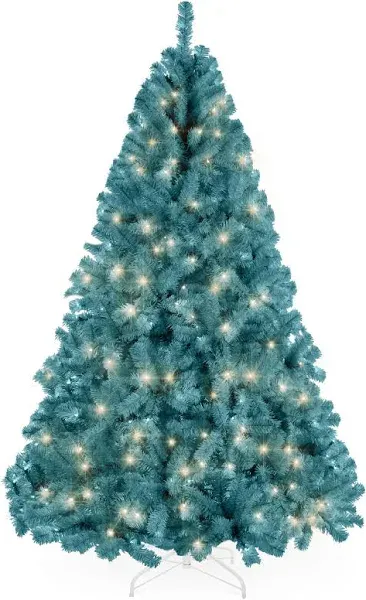 Pre-Lit Artificial Peacock Blue Christmas Tree w/ Incandescent Lights