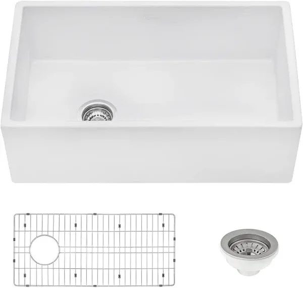 Ruvati RVL2018L Fiamma 30&#034; Farmhouse Apron-Front Single Basin - White