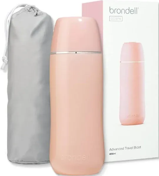 Brondell GoSpa Advanced Portable Bidet for Travel–Pop-Up Nozzle System –High-Quality Compact Bidet with Discreet Travel Bag for Convenient Storage–400mL, Pink