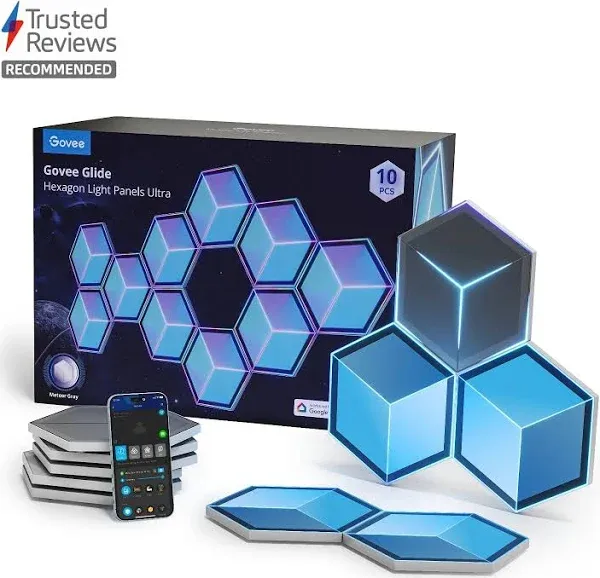 Govee Glide Hexagon Light Panels Ultra, 3D Wall Lights with DIY Program, RGBI...