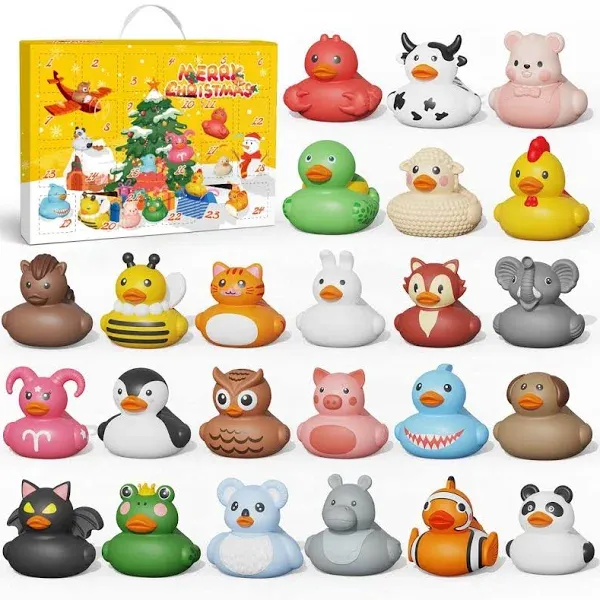 Advent Calendar 2024 Boys & Girls Toddlers Christmas Gifts, 24 Days Countdown Calendar, Rubber Ducks Bath Toys