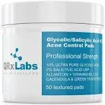 Glycolic/Salicylic Acid 10/2 Acne Control Pads with 10% Ultra Pure Glycolic Acid + 2% Salicylic Acid, Allantoin, Vitamins B5, C & E, Calendula & Gree