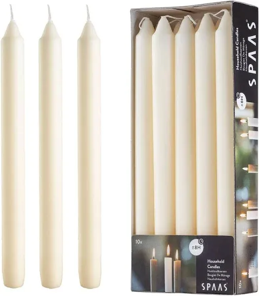 9.5 Inch Ivory Taper Candles-Set of 10 Cream Candlesticks Dripless