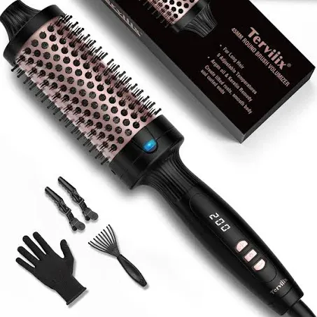 Terviiix 45mm Hot Brush, Double MCH Ceramic Thermal Brush Tourmaline Ionic 2 in 1 ...