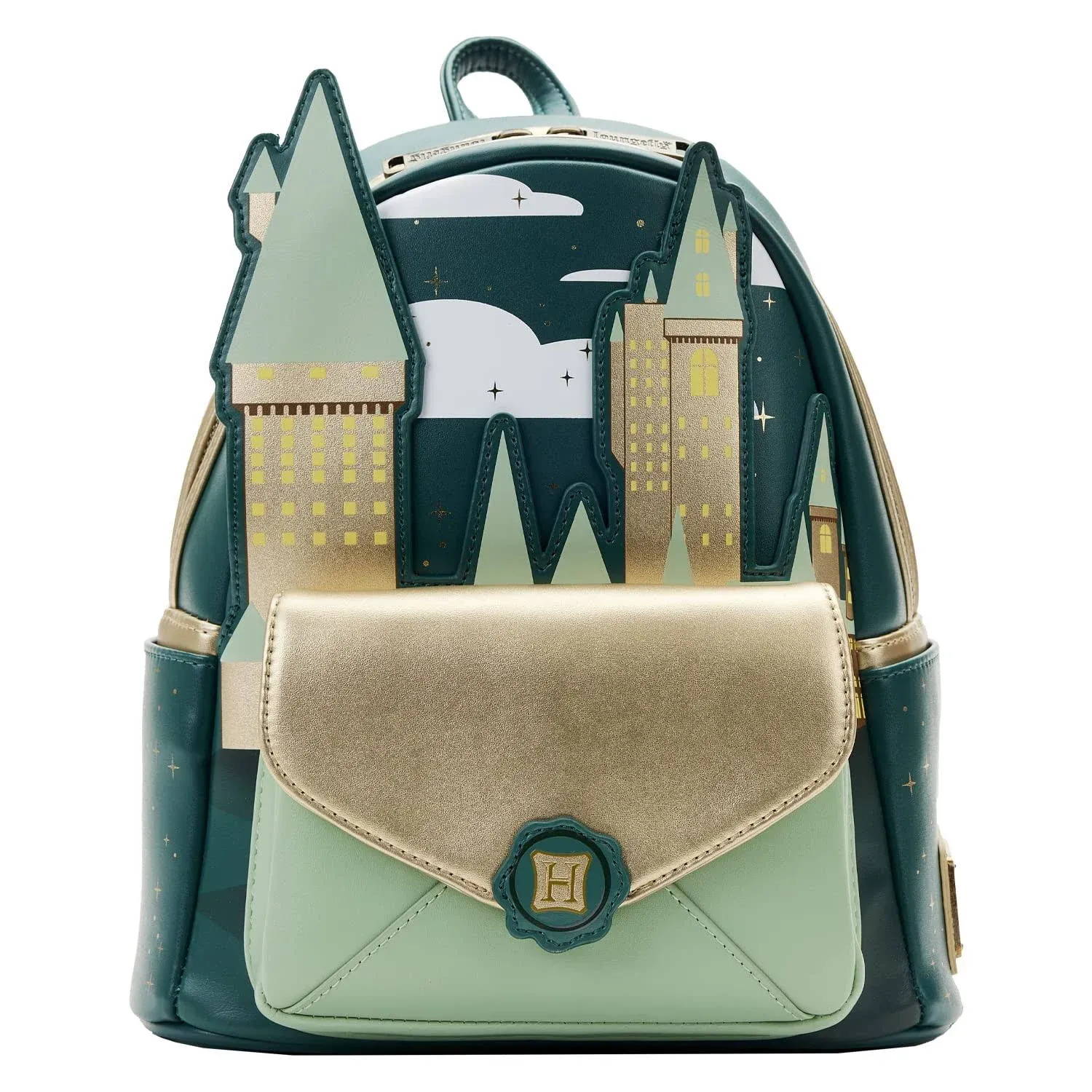 Loungefly Harry Potter Golden Hogwarts Mini sac à dos, vert, Standard, Mini sac à dos