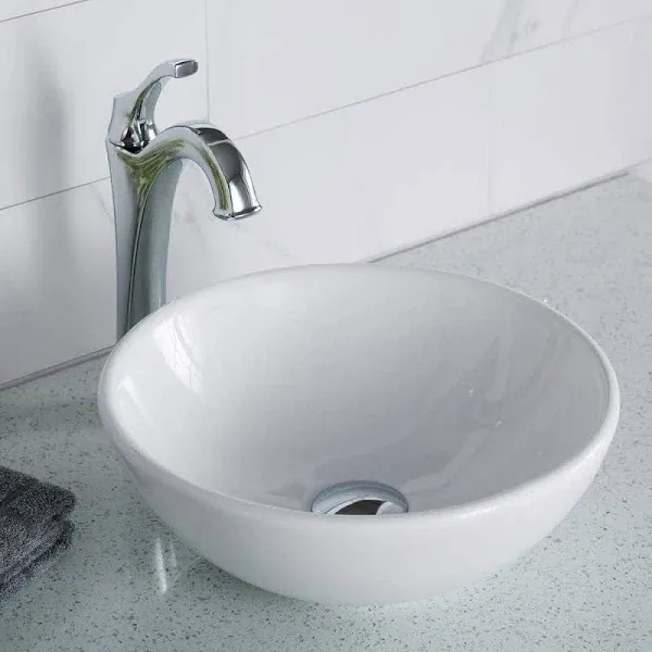 Kraus KCV-341 White Elavo 13-27/40&#034; Vitreous China Vessel Bathroom Sink