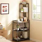 GILLAS 5 Tier Corner Shelf Stand Freestanding Corner Shelf Unit Bookshelf Corner Table with Shelf Tall Storage Organizer Rack