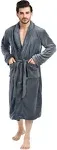 NY Threads Luxurious Mens Shawl Collar Fleece Bathrobe, Spa Robe