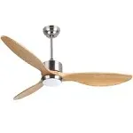 Ovlaim 52 Inch Solid Walnut Wood Ceiling Fans with Lights Remote Contr