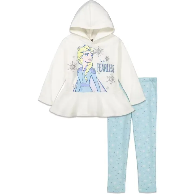 Disney Frozen Elsa Girls Fleece Hoodie and Leggings Outfit Set Toddler