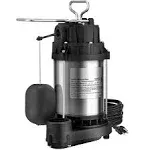 VEVOR Submersible Sump Pump Water Pump 1/2 HP 4320GPH Cast Iron Steel Basement