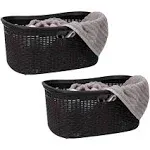 Mind Reader 40L Laundry Basket, Clothes Hamper, Lid, Plastic, 23"L x 14.5"W x 11"H, Set of 2, Gray