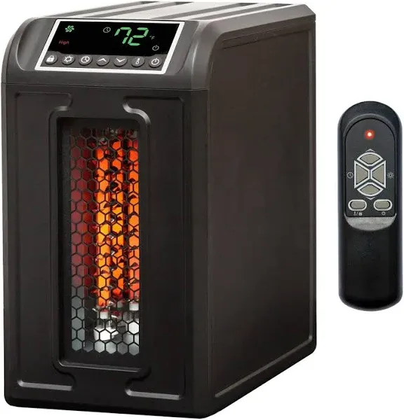 Lifesmart 3 Element 1500W Portable Electric Infrared Quartz Indoor Medium Room Space Heater with Remote Control for a Warm Comfortable Room, Black