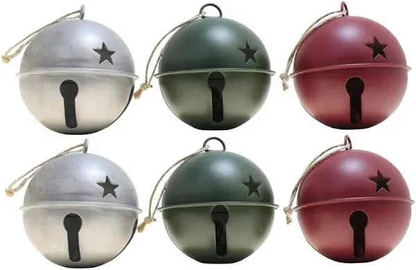 Haute Decor 6ct. 3.5" Silver Jingle Bell Ornaments