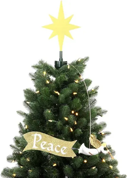 Animated Angel Tree Topper with Banner Mr. Christmas