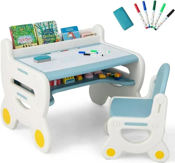 Costway Kids Drawing Table and Chair Set