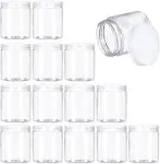 15 Pack 6oz Clear Plastic Jars Wide-mouth Storage 15 Count (Pack of 1), CLEAR 