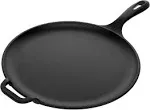 Victoria 12-Inch Cast Iron Comal Pizza Pan with a Long Handle 12 Inch, Black 