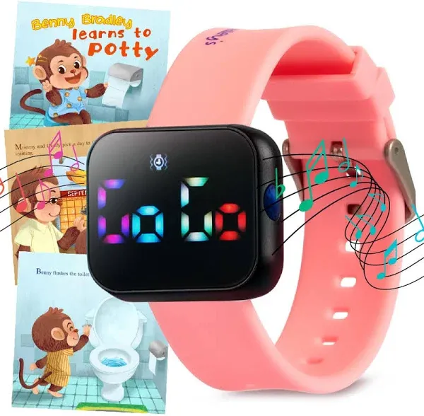 Potty Training Watch for Kids V2 – A Water Resistant Potty Reminder Device for Boys & Girls to Train Your Toddler with Fun/Musical & Vibration Interval Reminder with Potty Training eBook (Train)