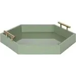 Kate and Laurel Lipton Hexagon Decorative Tray - 18x18 - Green/Gold