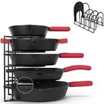 Cuisinel Pan Organizer - Silicone-Coated Non-Slip 12" Heavy Duty Skillet Rack - Kitchen Counter/Cabinet Organization Storage - Holder for Cookie Sheet