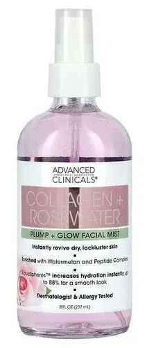 Collagen + Rosewater, Plump + Glow Facial Mist, 7.5 fl oz (222 ml)