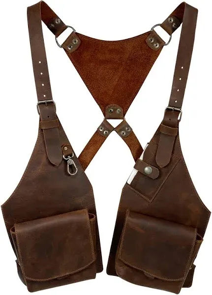 Hide & Play, Shoulder Holster with Adjustable Straps, Ideal for Cosplay, Steampunk, Renaissance, Costume Parties, Full Grain Leather, Handmade, Bourbon Brown