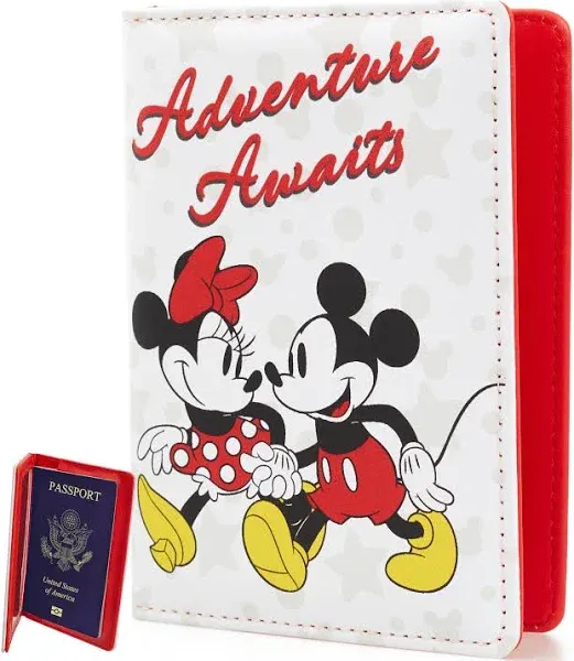 Disney Mickey &amp; Minnie Passport Holder - Cute Travel Wallet for Disney Fans