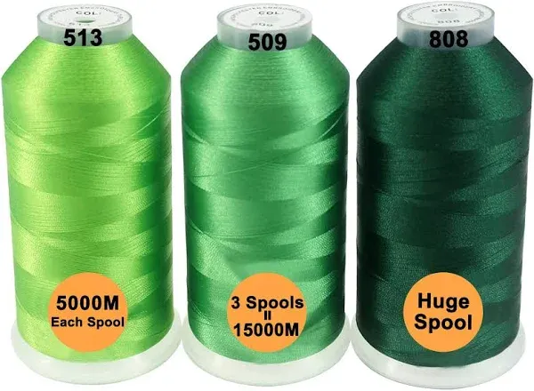 New brothreads - 40 Options- Various Assorted Color Packs of Polyester Embroidery Machine Thread Huge Spool 5000M for All Embroidery Machines -6xRainbow Colors